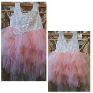 NWT.BOY AND GIRL KIDS WEAR FRILLY LACE PEARL EMBELLISHED DRESS | 24 MONTHS